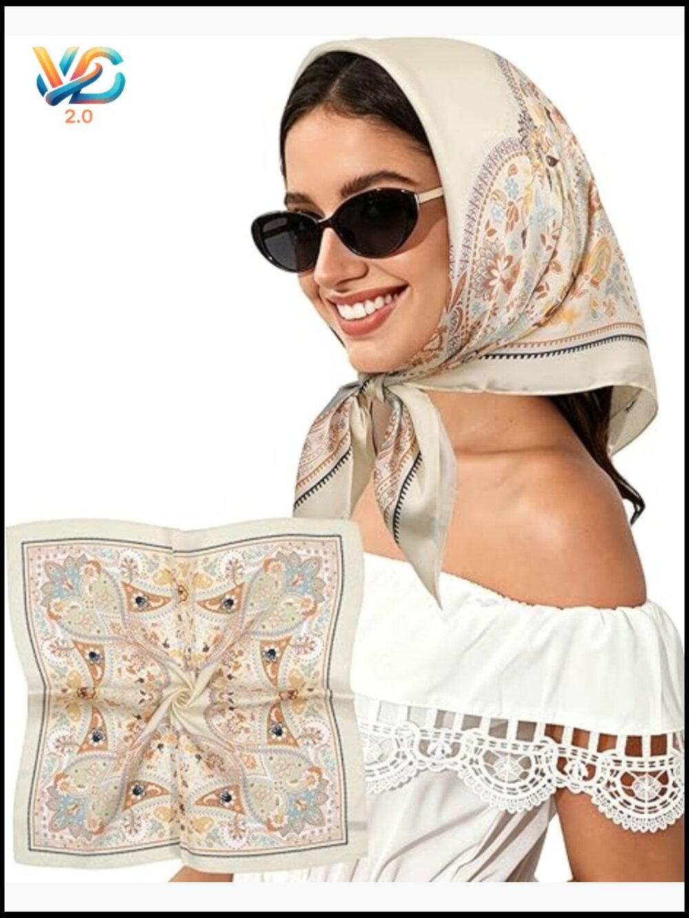 Chiffon Head Scarf Square Lightweight Silk Feel Hair Wrap Bandana Neck Scarf